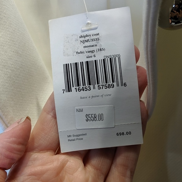(Sold) Kate Spade NWT White & Gray Pea Coat - Picture 3 of 7